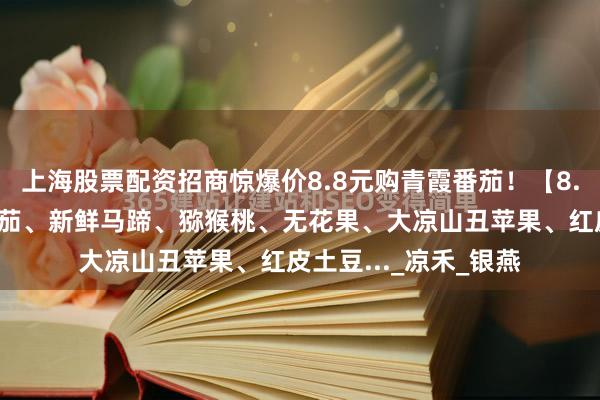上海股票配资招商惊爆价8.8元购青霞番茄！【8.5周二提货】草莓番茄、新鲜马蹄、猕猴桃、无花果、大凉山丑苹果、红皮土豆..._凉禾_银燕